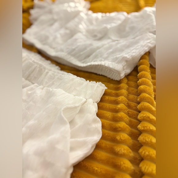 2 Piece Outfit (Off The Shoulder Crop Top & Wide Leg Pants Set) - White - L - Picture 6 of 16